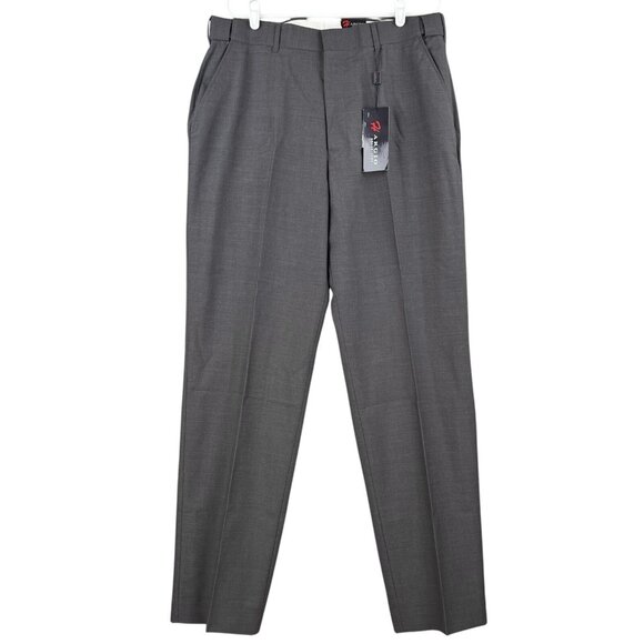 HARGIO Dress Line Men's Blend Wool Grey Dress Pants Size 38x34 Flat Front NWT - Picture 1 of 13
